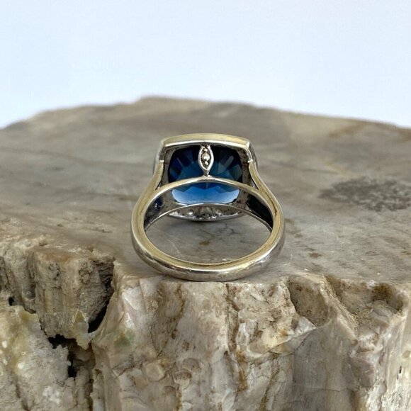 Sterling Silver 925 P☆M Blue Cubic Zirconia & Diamond Accent Stone Ring Sz 7 - Picture 6 of 16